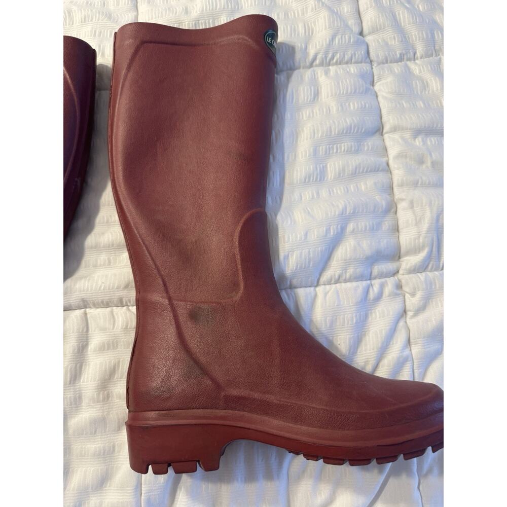 Le Chameau Rubber Rain boots Maroon Burgundy Women's Size 6 Long Round Toe - Picture 6 of 11
